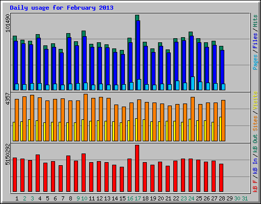 Daily usage for February 2013