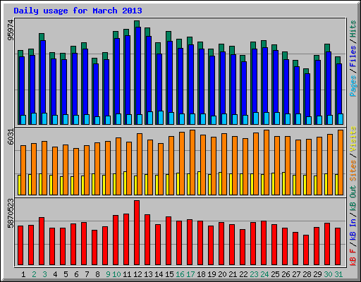 Daily usage for March 2013