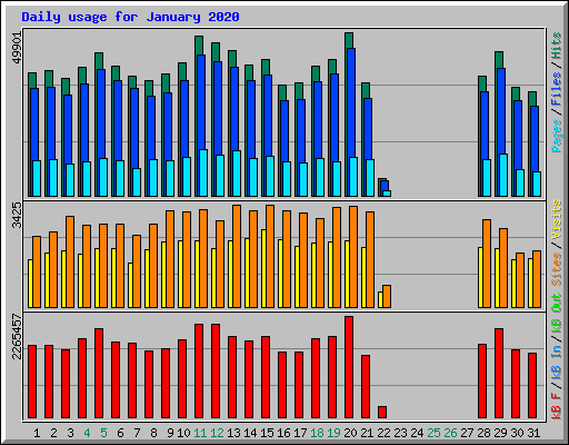 Daily usage for January 2020