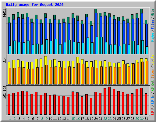 Daily usage for August 2020