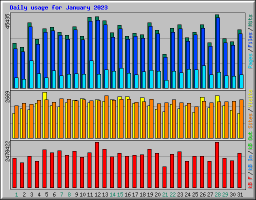 Daily usage for January 2023