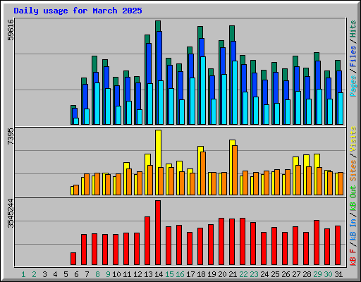 Daily usage for March 2025
