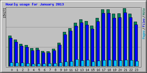 Hourly usage for January 2013